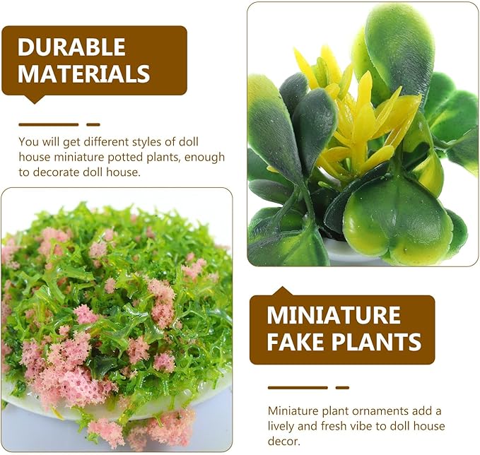 13pcs Miniature Potted Plants - Dollhouse Accessories Mini Fake Greenery Ornaments Tiny Plant Models Doll House Decor Mini Flower Pots for Fairy Garden and Craft Decoration
