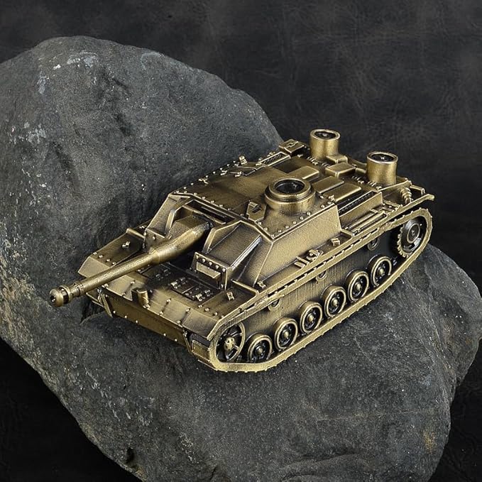 1:72 German Stug III Ausf.G Assault Gun Tank All-Metal die-Casting Model Military Model Furniture for Display (Bronze)