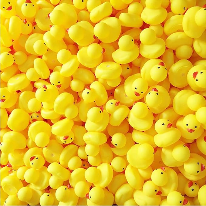 YUERFEILA Kids Bath Duck Toys 50 PCS Mini Rubber Ducks Squeak and Float Duckies Baby Shower Toy Party Decoration for Toddlers Boys Girls (1.6’’)