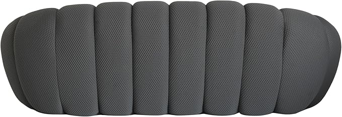 JACH 3 Seater Bubble Curved Couch, 98.43'' Comfy Upholstered Sofa, Mesh Fabric Boneless Sofa, 3D Honeycomb Shape Modern Cozy Couch for Living Room, Office, Apartment, Small Space (Grey)