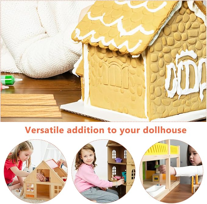 IMIKEYA 40pcs Miniature Dollhouse Flooring: 1:12 Scale Mini Floor Boards Doll House Floor Board DIY Miniature Dollhouse Wallpaper Dollhouse Flooring Peel and Stick for Dollhouse Accessories