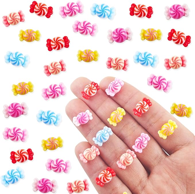 100 Pieces Tiny Candy for Dollhouse Miniatures Resin Food for Crafts Mini Candy for Dollhouse Mini Kitchen Micro Landscaping Decoration