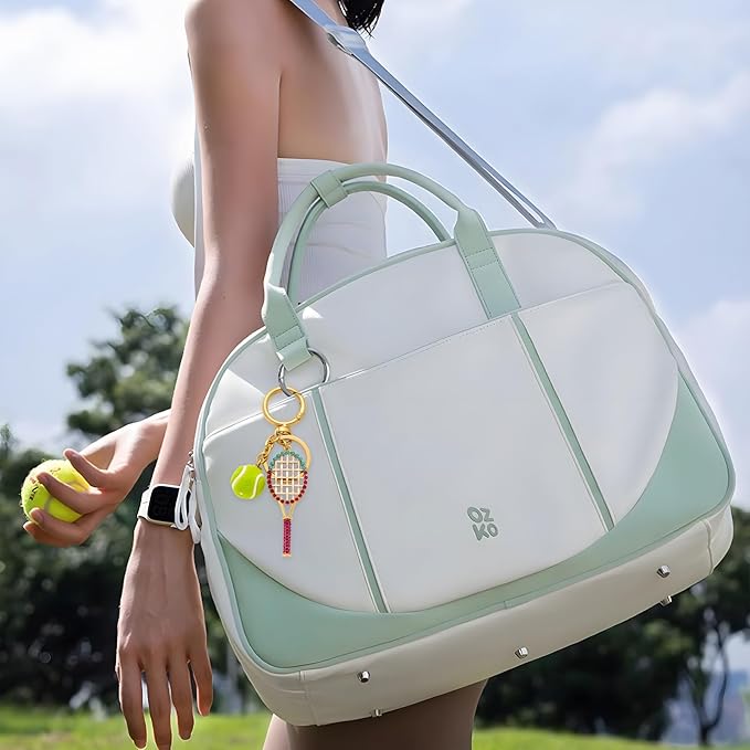 FILMOON Tennis Ball Keychain Sparkling Crystal Tennis Racket Keyring Accessory Purse Charm Car Key Chain