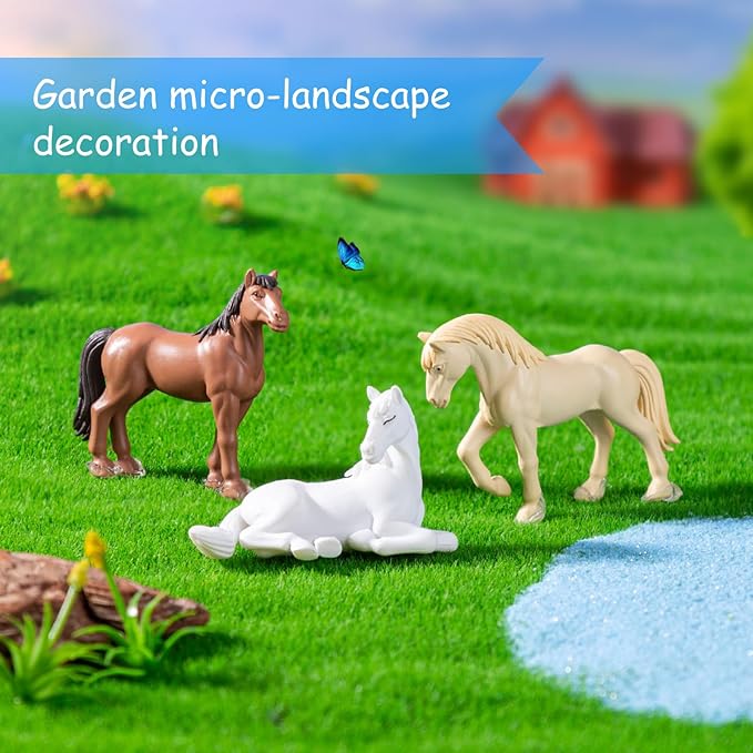 15 Pcs Mini Horses Figures Realistic Plastic Small Horse Figurines Bulk Bronco Toys Miniature Resin Animals Farm Pony Ornament, Party Favors, Hobby Horse Accessories