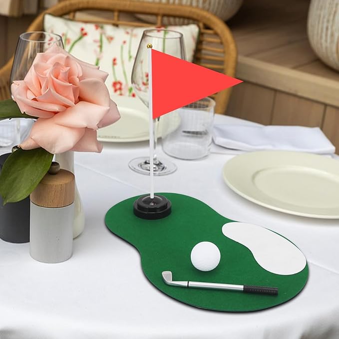 Medoore 6 Set Golf Party Table Decorations Golf Party Supplies Include Ball Sand Trap Red Flags Plastic Flag Stand for Ground Spikes for Golf Themed Christmas Birthday Party Decor