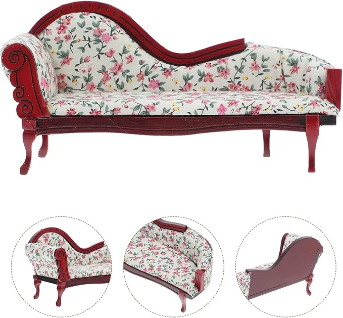 COHEALI Mini Doll House Furniture - 1 12 Scale Vintage European Style Sofa for Dollhouse Decoration and DIY Miniature Scenes