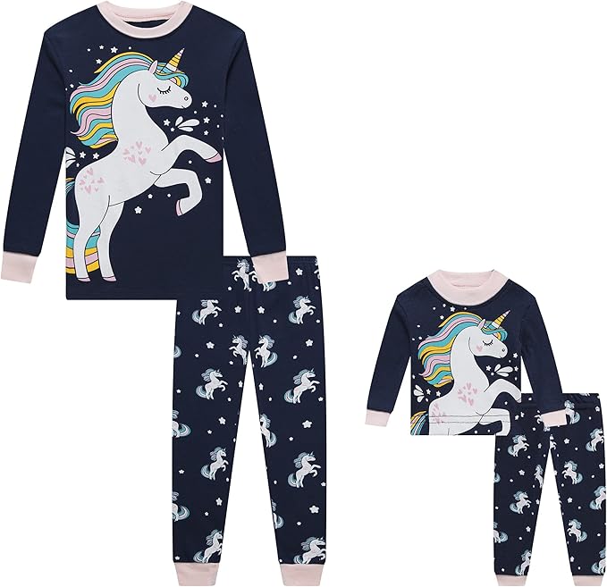 Babyroom Girls Matching Doll&Toddler 4 Piece Cotton Pajamas Toddler Christmas Sleepwear