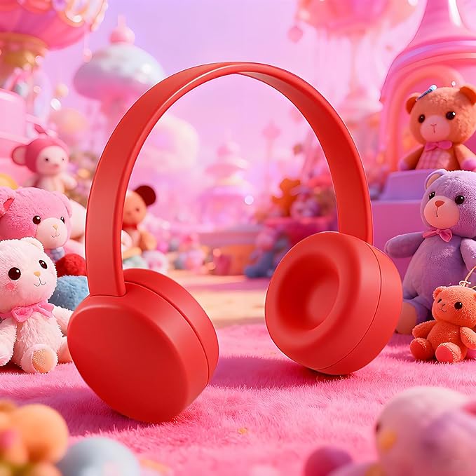 Olyre Doll Headphones for Dolls, Fits 17cm(6.69") Height Trendy Dolls or 1/6 BJDs, Miniature Headset Costume/Clothing Accessory (Doll Not Included) (Red)