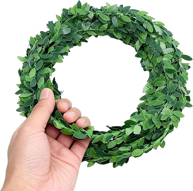 Mini Leaf Garland 24.6FT, Mini Plastic Handmade Dollhouse Decor, Ideal for 1:6 Scale Dollhouses, Fairy Weddings & Miniature Garden Accessories