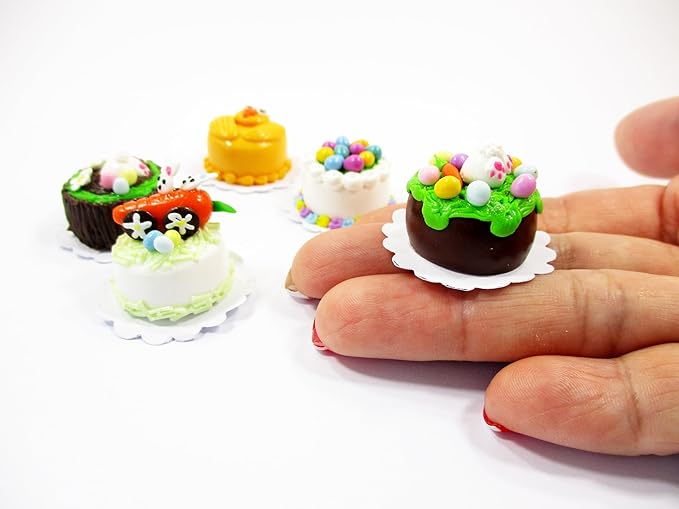 Dollhouse 5 Tiny Easter Cake 1:12 Miniature Decoration Bakery Cake Supply 16921