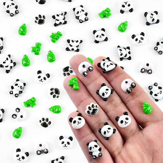 60 Pieces Tiny Panda for Dollhouse Miniatures Resin Animals for Crafts Mini Pandas for Fairy Garden Micro Landscaping Decoration