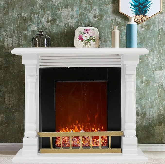 Dollhouse Decoration Accessories,1:12 Fireplace TV Miniature Furniture Room Wooden Vintage Fireplace Mini Furniture