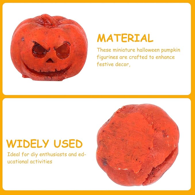 Vaguelly 20pcs Mini Fake Pumpkins: Tiny Resin Pumpkin Figurines Fall Harvest Decor Dollhouse Miniature Accessories Halloween Decoration for DIY Craft Seasonal Displays
