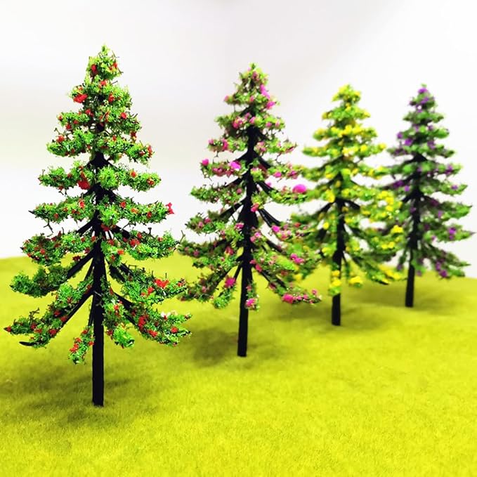 PCUORLEORS 4 Pack Model Flower,Colorful Tree Powder Model Tree Grass, Art Landscape, DIY Artificial Sand Table Micro Landscape Building