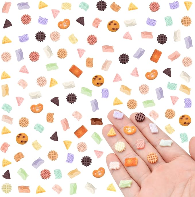 300 PCS Mini Resin Cookie Series Figurines for Crafts Luminous Tiny Resin Dessert Baking Food Miniature Things for Dollhouse Fairy Garden Micro Landscaping Decoration Cake Toppers Decor