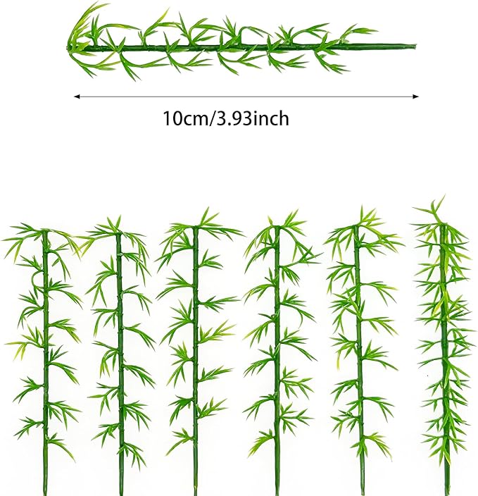Woohome Model Miniature Bamboo Trees, Green Plastic Bamboo Trees for Building Model, Home Miniature Landscape Landform Diorama Project, 50 PCS, 3.94’’