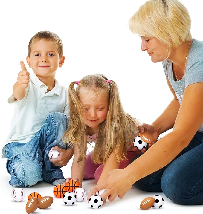 Fulanfudi 24 PCS Soccer Cupcake Toppers Foam Mini Soccer Stress Ball Soccer Ball Cupcake Picks Football Theme Cake Topper for Kids Stress Relief Relaxation Party Decoration School Carnival Reward