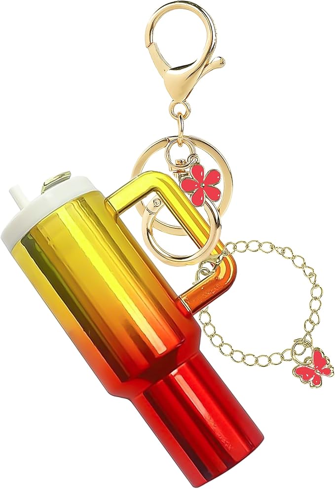 ERTUNA Mini Tumbler Keychain Accessories for Stanley Cup, 2 Way Cute Charms Chapstick Lip Balm Holder for Women Purse Handbag