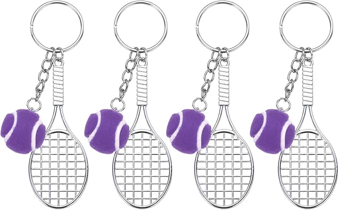 PATIKIL Tennis Keychain,Metal Tennis Racket Key Chains Sports Novelty Charm Pendant for Backpacks,Party Favor, Sports Fan