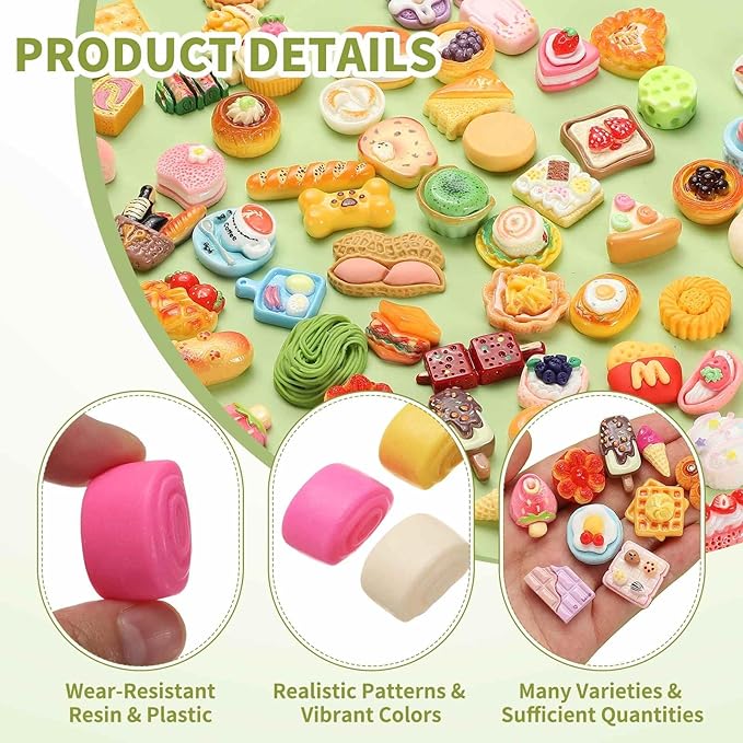 Dollhouse Miniature Food, Cute Mixed Colorful Steamed Breads Figures Toys Mini Resin Foods Trinkets for Pretend Play Kitchen Cooking Game & Doll House Decor (Mixing Colors, 20pcs)