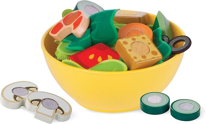 Melissa & Doug Slice and Toss Salad Play Food Set – 52 Wooden and Felt Pieces