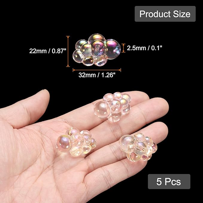 CoCud Bubble Clusters for Miniature Dollhouse Bathtub, 1:16 Scale Acrylic Orange Bubbles - (Applications: for DIY Craft, Fairy Beach Decor), 5-Piece
