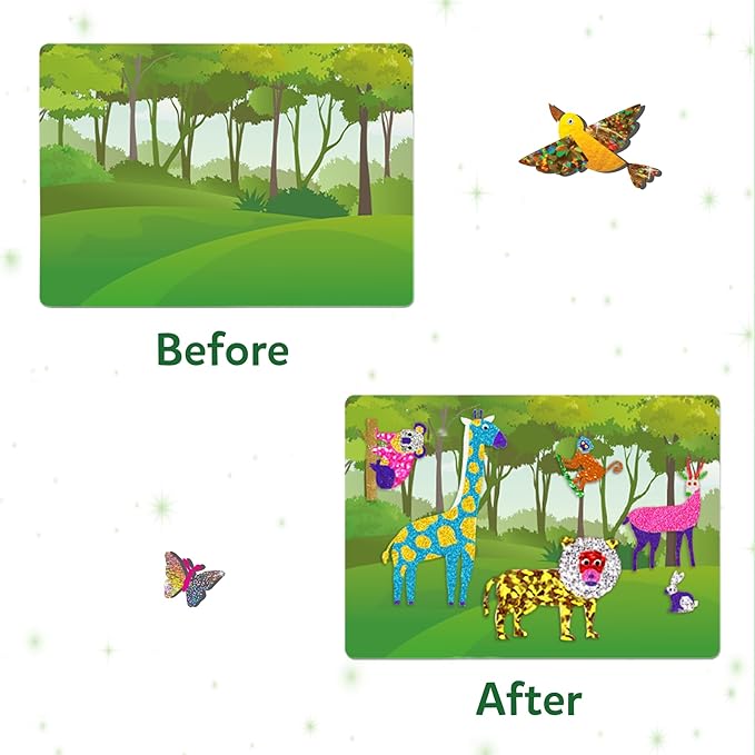 Skillmatics Foil Fun - Animals, No Mess Art for Kids, Travel Toys, Craft Kits, DIY Creative Activity, Gifts for Boys & Girls Ages 4, 5, 6, 7, 8, 9