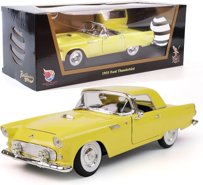 1955 Ford Thunderbird 1/18 Scale Die-Cast Metal Model Premium Classic Vintage Alloy Collection Cars with Display Case, for Kids Men and Teens Dad 14+ Year