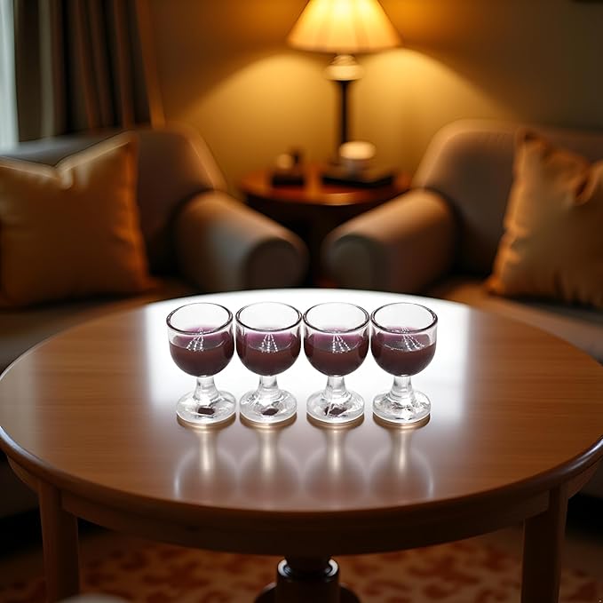 4 Pcs Red Wine 1/12 Miniature Wine Glasses Dollhouse Decoration Accessories Decoration Model Living Room Scene Craft Displays