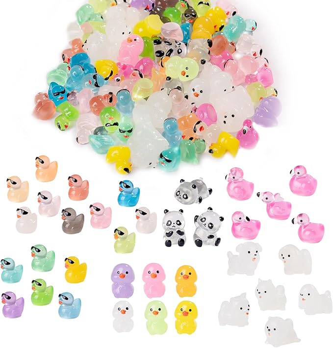 120PCS Mini Resin Animals Colorful Tiny Turtles Glow in Dark, Miniature Figures to Hide, Little Animal Toys Small Figurines for Decoration of Gardens, Parties, Miniature Landscapes