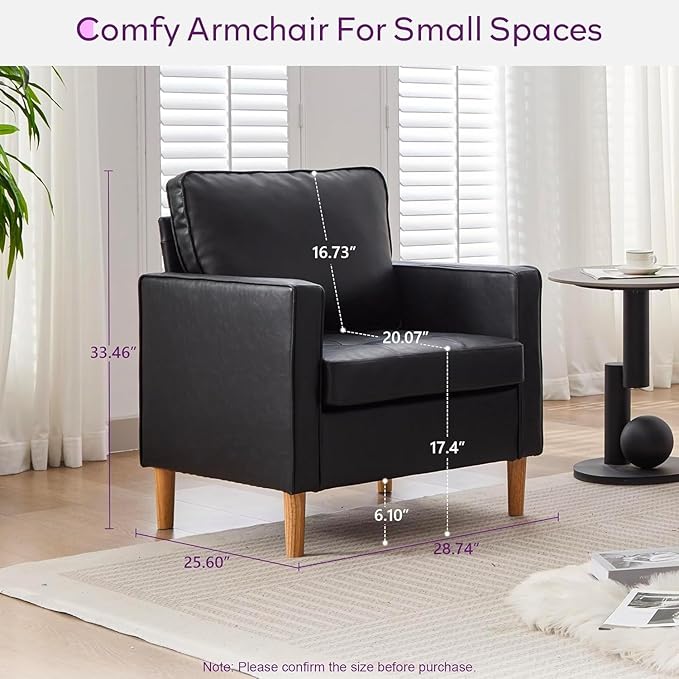 TYBOATLE 57" Small Black Faux Leather Sofa Couches, 3 Piece Living Room Set, Mid-Century Modern Tufted Comfy Loveseat, 2 Seater Office Couch Love Seat for Small Space Bedroom Drom Apartment Playroom