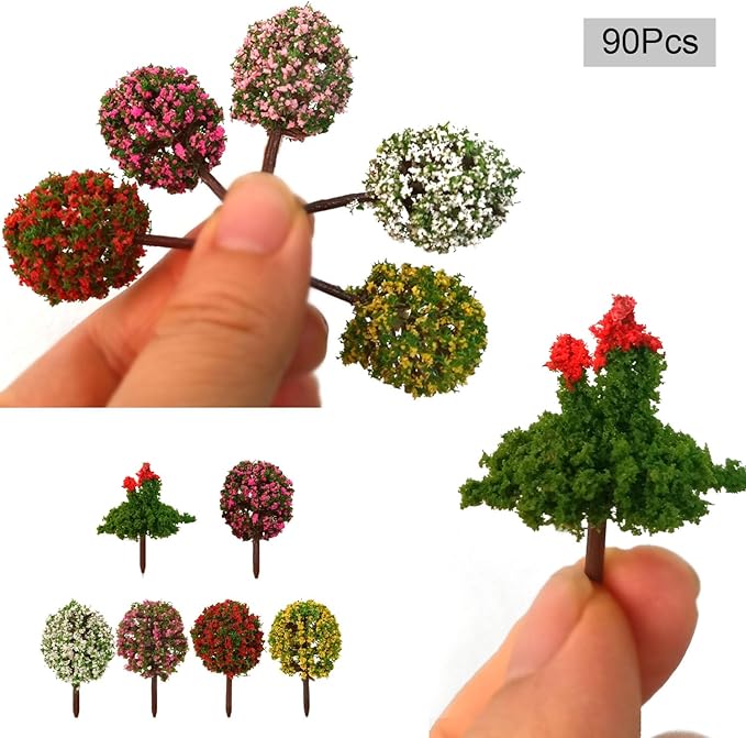 OrgMemory 90Pcs Model Trees, Miniature Plants Train Scenery Artificial Fake Trees Model Railroad Scenery, Diorama Supplies, DIY Scenery Landscape