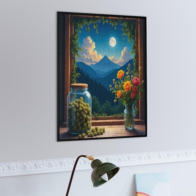 Jigsaw Puzzles for Adults 500 Piece - Green Plants at The Window Wooden Puzzle,Stress Relief Games,Funny Puzzles，Unique Gifts for Wall Art，Family Puzzle，Educational Games，Challenge Puzzles