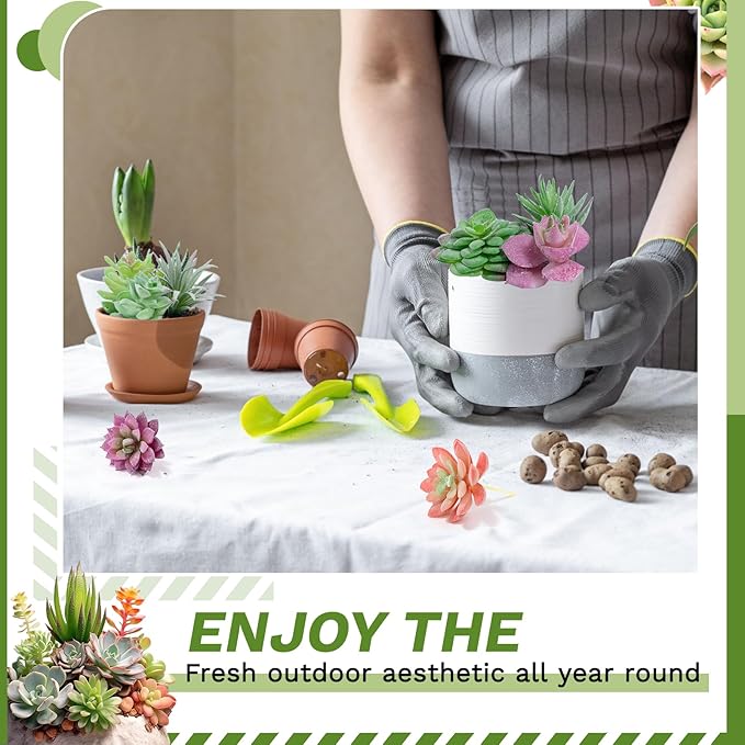 WOHSEROM 12 Pack Realistic Flocked Artificial Succulents, Faux Plastic Succulents Mini Fake Plants for Garden Craft, Cake, Party, Indoor/Outdoor Decor (Unpotted, PVC, Lifelike Details)