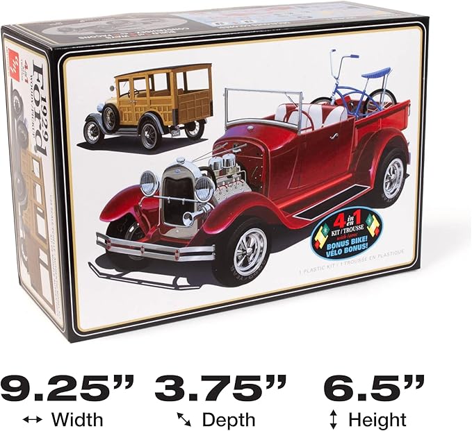 Round 2 AMT 1929 Ford Woody Pickup 1:25 Scale Model Kit, Clear,White