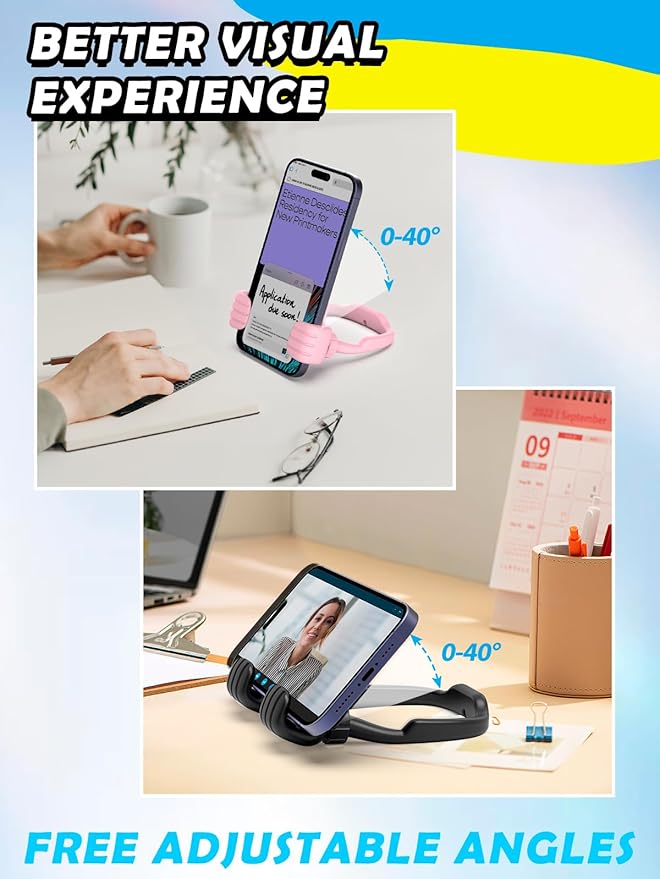 Stocking Stuffers for Teens Girls Boys Adults Cell Phone Stand: UPGRADE Adjustable Thumbs Up Lazy Phone Holder for Desk Cool Gadgets Fun Birthday Gift Ideas for Kids Teenager Women Gifts for Christmas