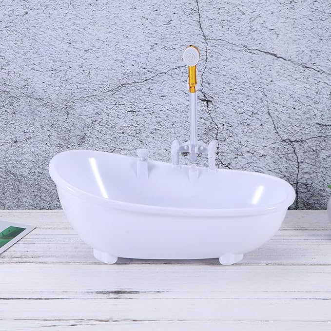 Doll Bathroom Set Electric Doll Bathtub House Furnisher Wood mini Bathtub Miniature White Miniature House Playsets