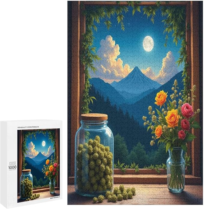 Jigsaw Puzzles for Adults 1000 Piece - Green Plants at The Window Wooden Puzzle,Stress Relief Games,Funny Puzzles，Unique Gifts for Wall Art，Family Puzzle，Educational Games，Challenge Puzzles