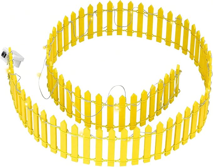 Mini Fairy Garden Fence, 35.5x2 Inch Cuttable Small Wood Picket Fence, DIY Miniature Accessories Decoration for Dollhouse, Crafts, Vegetable Platter, Cake(Yellow)