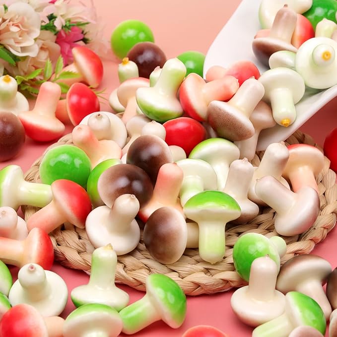 Gresorth 30pcs Mini Artificial Mushroom Decoration Fake Vegetable Ornament Lifelike Faux Fruit Model for Home Kitchen Party