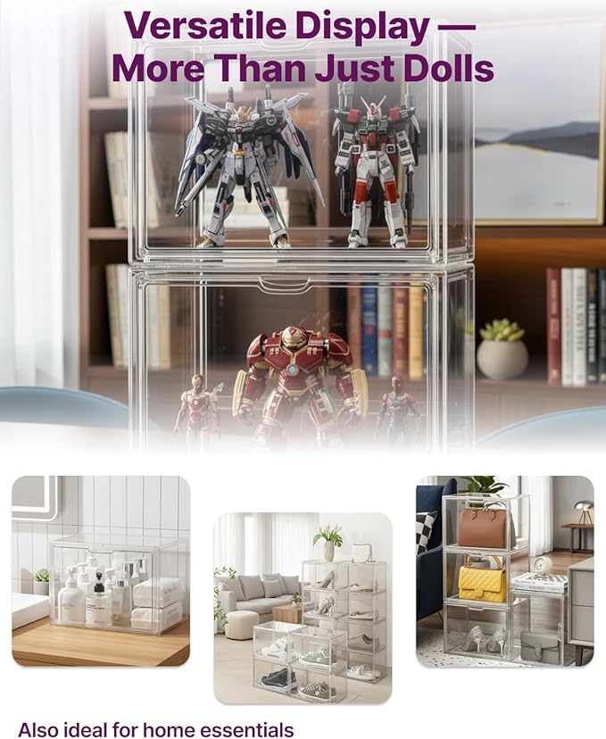 Clear Acrylic Display Case for Labubu, 15.35in Large Display Box, Compatible with Let's Checkmate, Time to Chill, Best of Luck, Dress Be Latte, Flip with Me, Fall in Wild Series Plush Toys