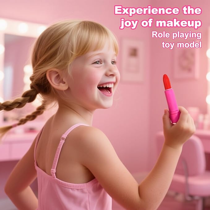 AIUAZA Children's Home Makeup Toy Set of 10, Liquid Free and Powder Free, Girl Dress-Up Toy, Kids Pretend Play，Toys for Girls Princess Birthday Gift Age 4 -12