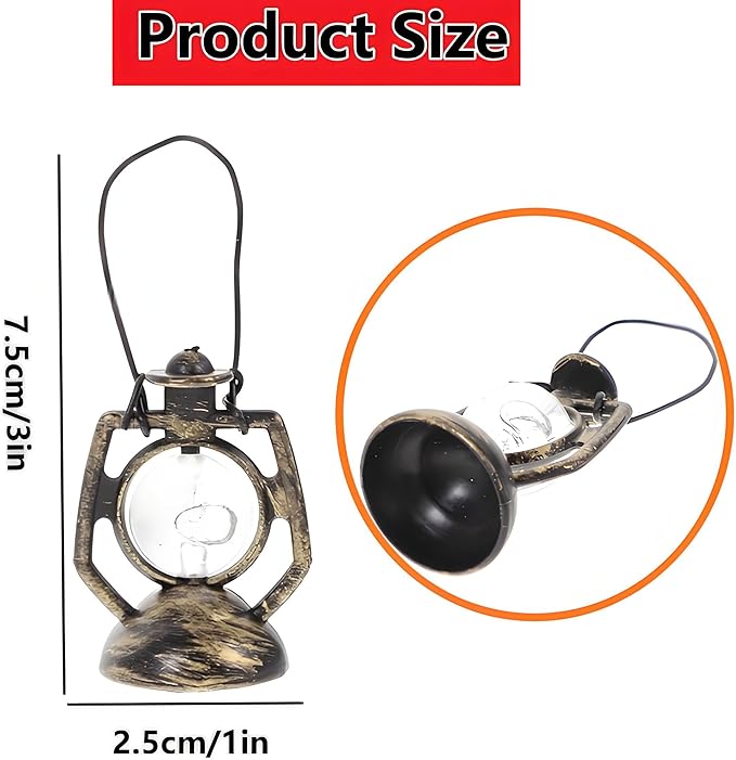 3Pcs Miniature Dollhouse Lanterns – Bronze Kerosene Lamp Micro Landscape Ornaments for Fairy Garden, Halloween, Christmas, Diorama, Terrarium, Porch Light, Outdoor Decoration, Dollhouse Accessories（C）