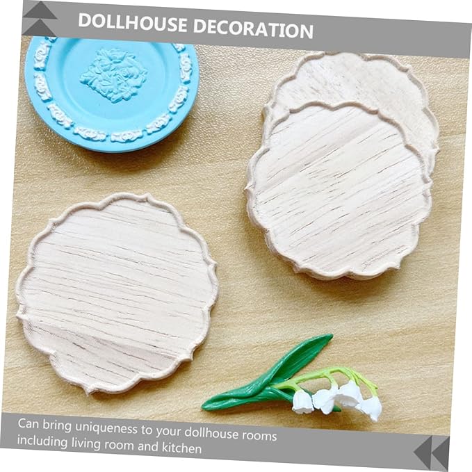 Vaguelly 1Pc Miniature Wooden Tray for Dollhouse Lovely Accessory with Details Craftsmanship for House Decoration Cost Choice
