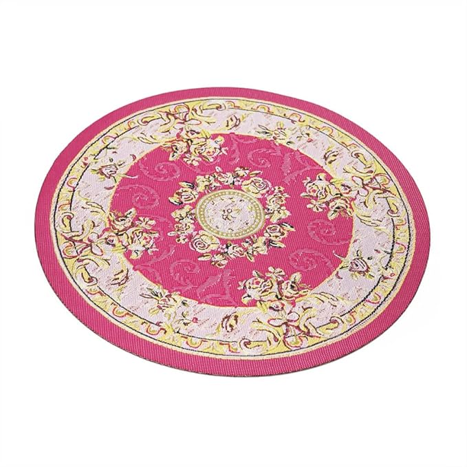 Odoria 1/12 Miniature Round Rugs and Carpet Dollhouse Decoration Accessories, Rose Red