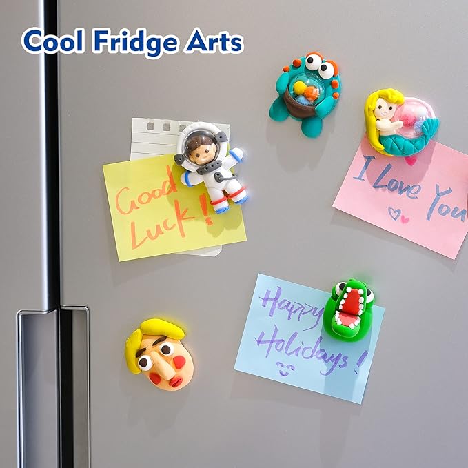 Drama Planet Air Dry Clay Kit for Kids, Create Your Own Refrigerator Magnets with Modeling Clay, Art Activity Set, Craft Project Gifts for Boys & Girls