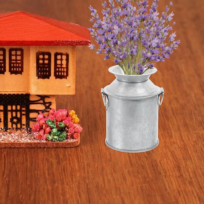 Yardwe 3Pcs Mini Milk Jug Vases, Small Metal Buckets for Crafts, Iron Flower Pots for Succulents, Vintage Decorative Miniature Cans for Home Decor, 2.36x1.77x1.57in