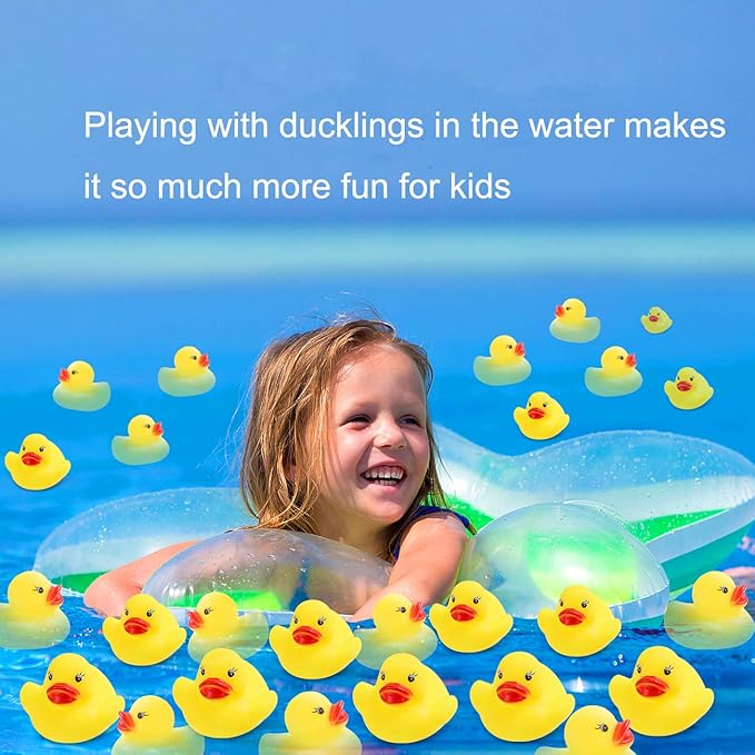 Rubber Ducks Bath Toys 50PCS Mini Ducks Bulk for Kids Baby Shower Decorations Birthday Party Favors Gift Classroom Summer Beach Pool Activity Carnival Game