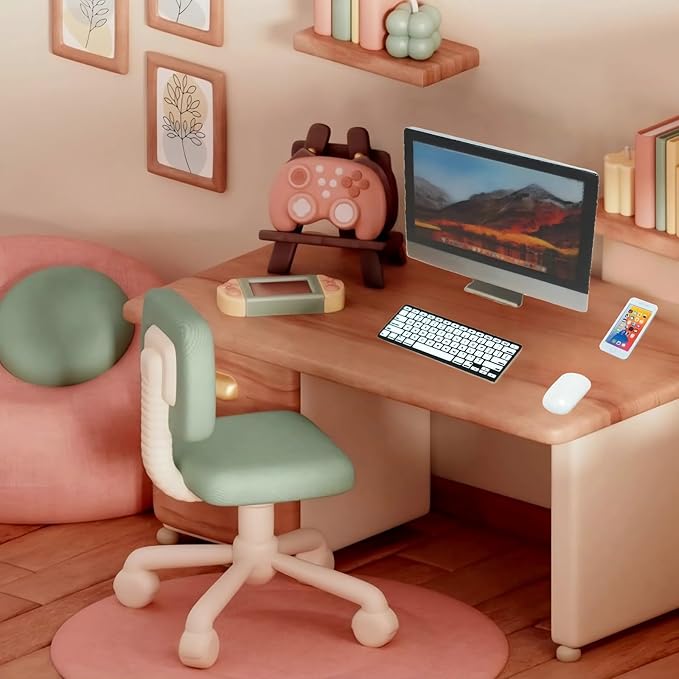 1:12 Scale Dollhouse Miniature Electronics Set - 4 Pcs Desktop Computer, Flip Laptop, Phone & Tablet for Dollhouse Display, Diorama Props and Collectibles
