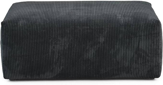 JACH 39.37" Oversized Ottoman Seater for Living Room, Deep Seat Extra Sofa Seater, Minimalist Chaise Ottoman, Modern Corduroy Ottomans for Living Room, Apartment, Black ﻿